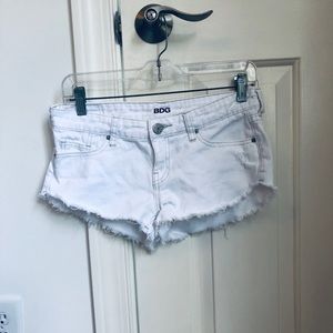 BDG white shark bite jean shorts